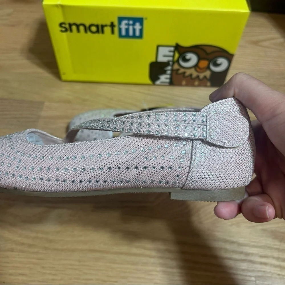Smartfit Pink Jeweled Flats Dress Shoes Sz 4 NEW Kids Girls